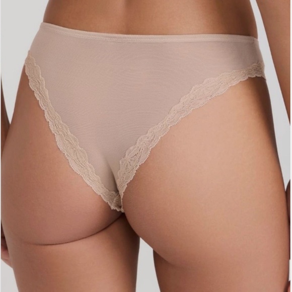 Women's Passion Mesh Lace Trim Chikini - Nylon Beige Size L NWT - Picture 3 of 4